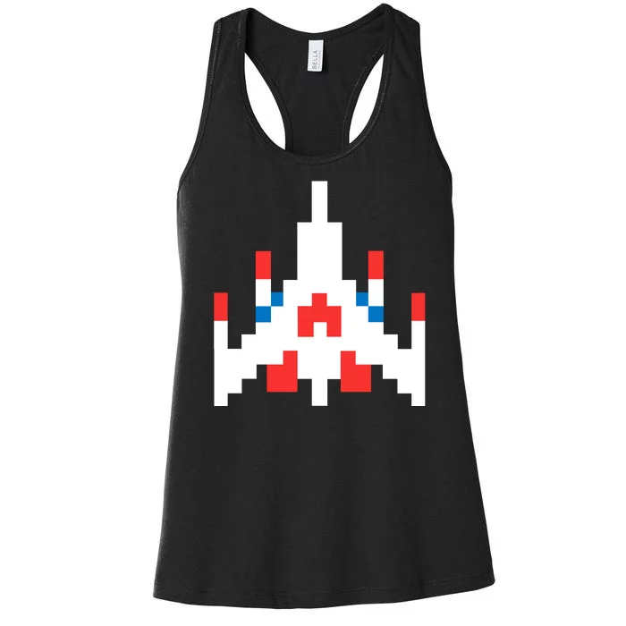 Retro 80's Computer Game Space Ship Women's Racerback Tank