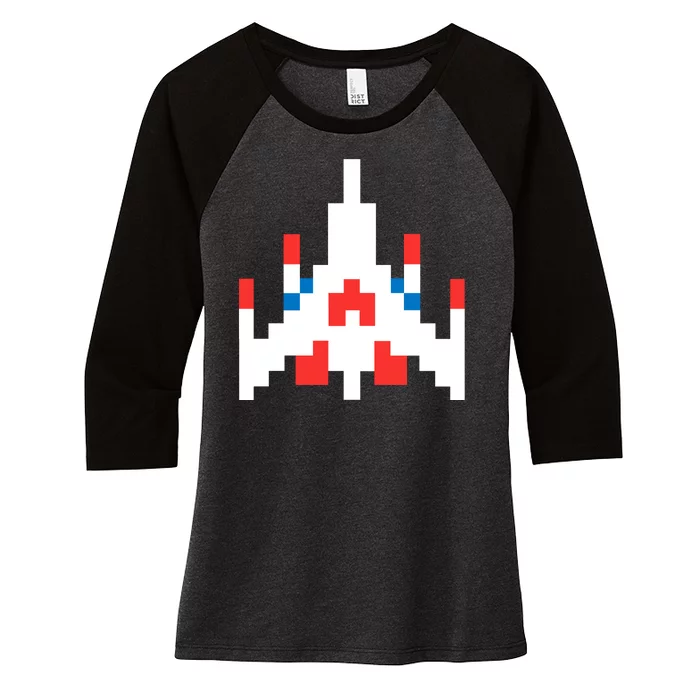 Retro 80's Computer Game Space Ship Women's Tri-Blend 3/4-Sleeve Raglan Shirt