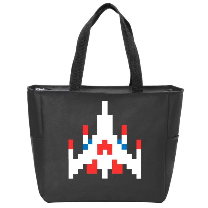 Retro 80's Computer Game Space Ship Zip Tote Bag