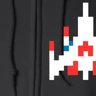 Retro 80's Computer Game Space Ship Full Zip Hoodie