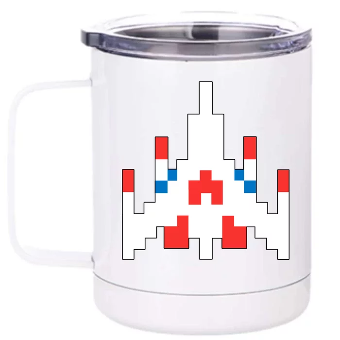 Retro 80's Computer Game Space Ship Front & Back 12oz Stainless Steel Tumbler Cup