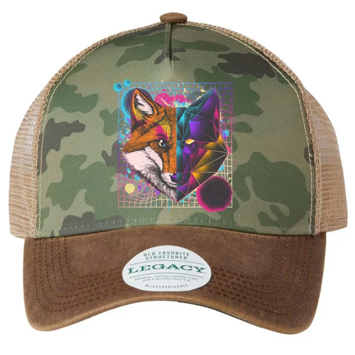 Retro 80's Digital Polygon Fox Legacy Tie Dye Trucker Hat