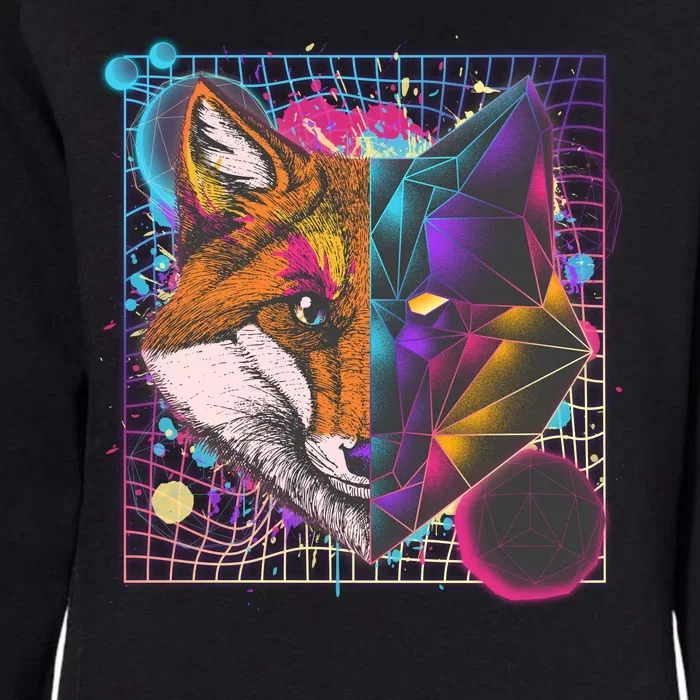 Retro 80's Digital Polygon Fox Womens California Wash Sweatshirt