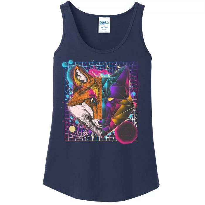 Retro 80's Digital Polygon Fox Ladies Essential Tank