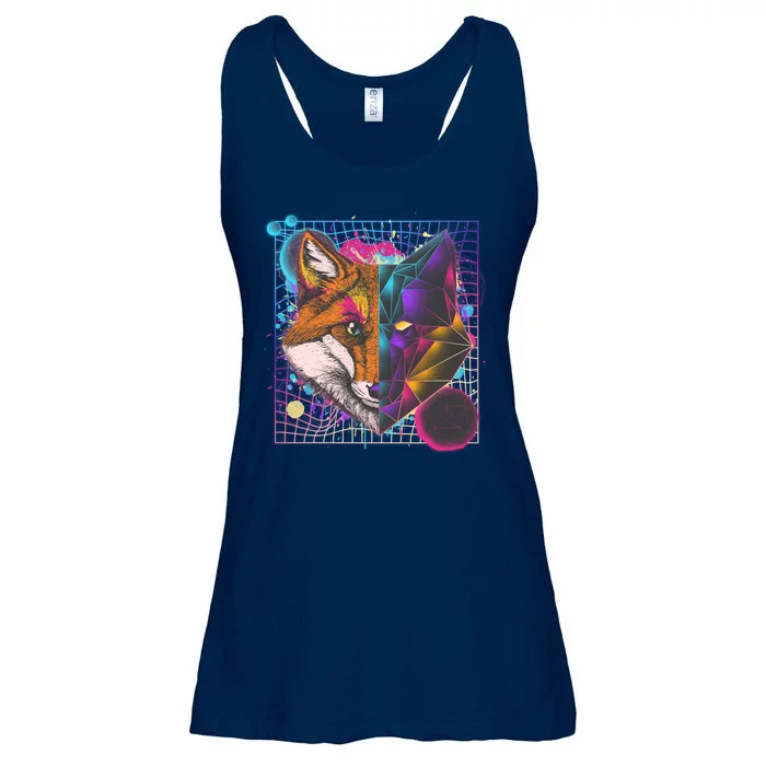 Retro 80's Digital Polygon Fox Ladies Essential Flowy Tank