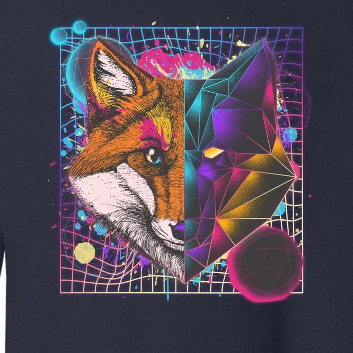 Retro 80's Digital Polygon Fox Toddler Sweatshirt