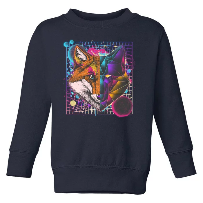 Retro 80's Digital Polygon Fox Toddler Sweatshirt