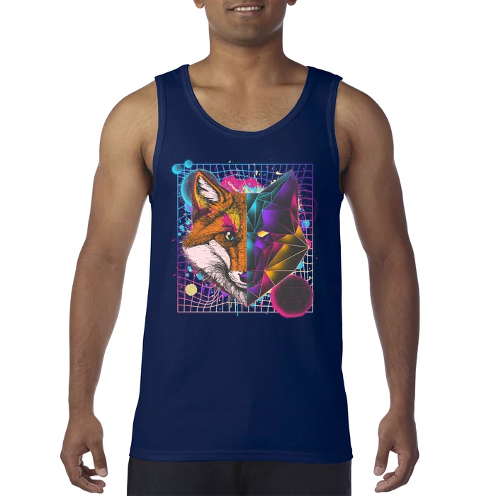 Retro 80's Digital Polygon Fox Tank Top