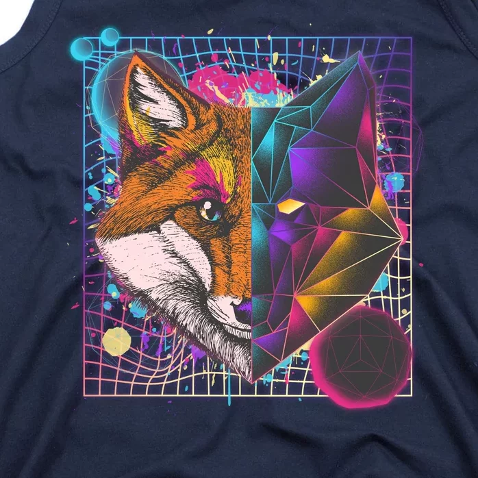 Retro 80's Digital Polygon Fox Tank Top