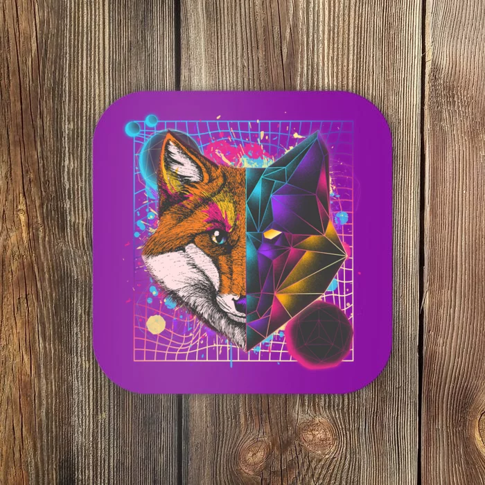 Retro 80's Digital Polygon Fox Coaster