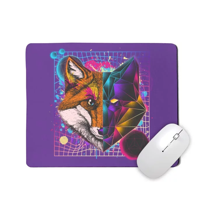 Retro 80's Digital Polygon Fox Mousepad