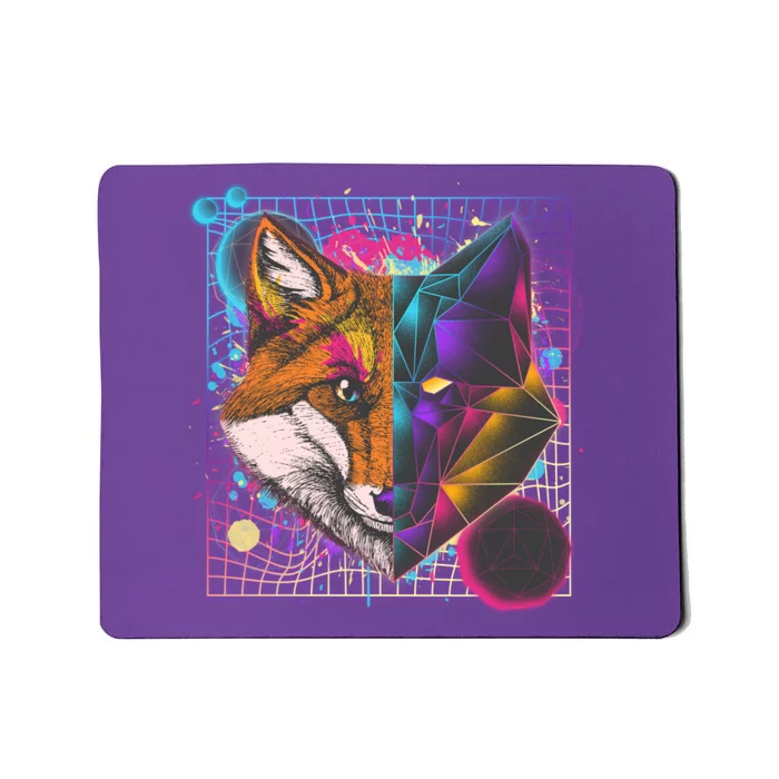 Retro 80's Digital Polygon Fox Mousepad