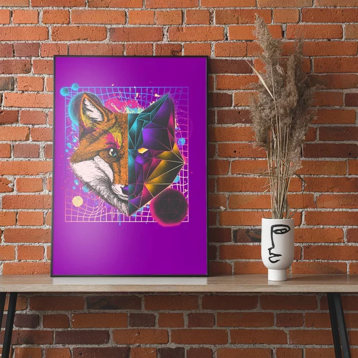 Retro 80's Digital Polygon Fox Poster