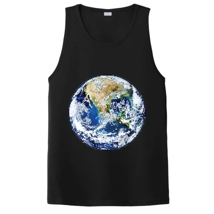 Retro 8bit Earth Planet Art Graphic Gift Performance Tank