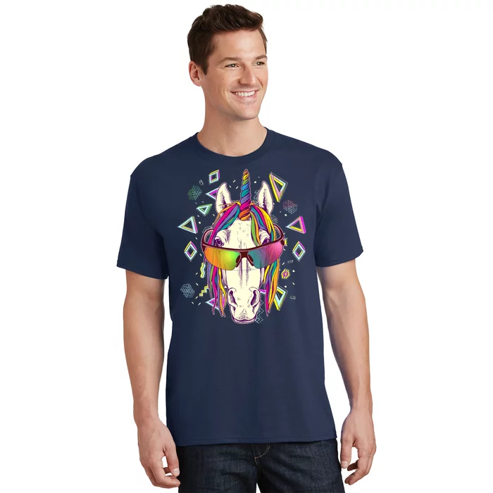 Retro 80's Eighties Rainbow Unicorn T-Shirt