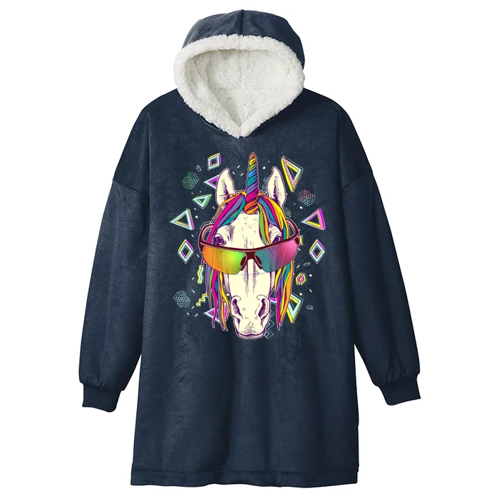 Retro 80's Eighties Rainbow Unicorn Hooded Wearable Blanket