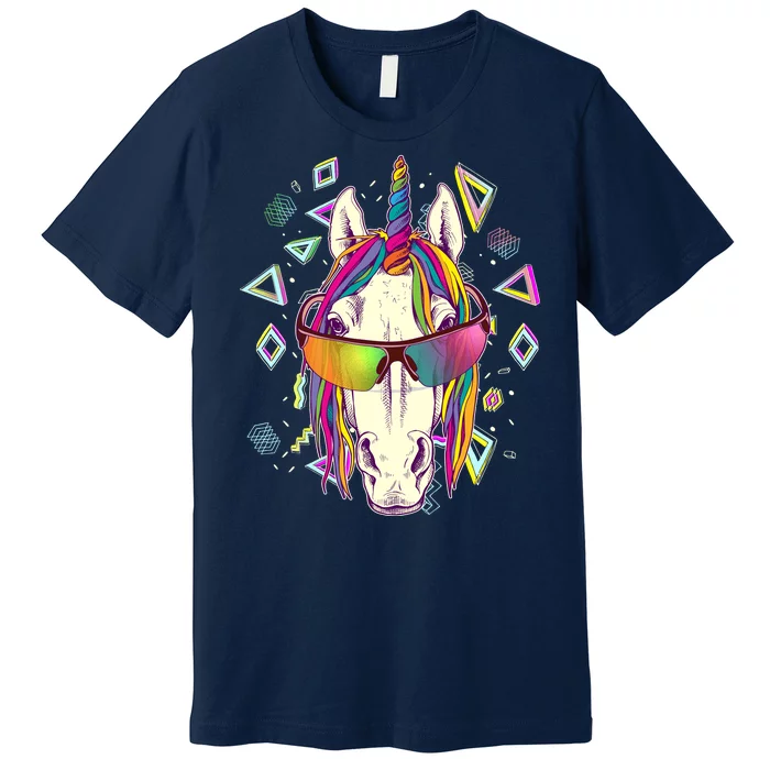 Retro 80's Eighties Rainbow Unicorn Premium T-Shirt