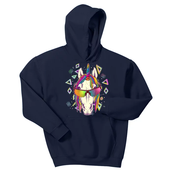 Retro 80's Eighties Rainbow Unicorn Kids Hoodie