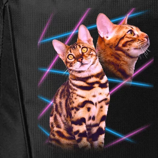 Retro 80s Eighties Lasers Double Exsposure Cat City Backpack