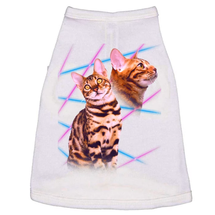 Retro 80s Eighties Lasers Double Exsposure Cat Doggie Tank