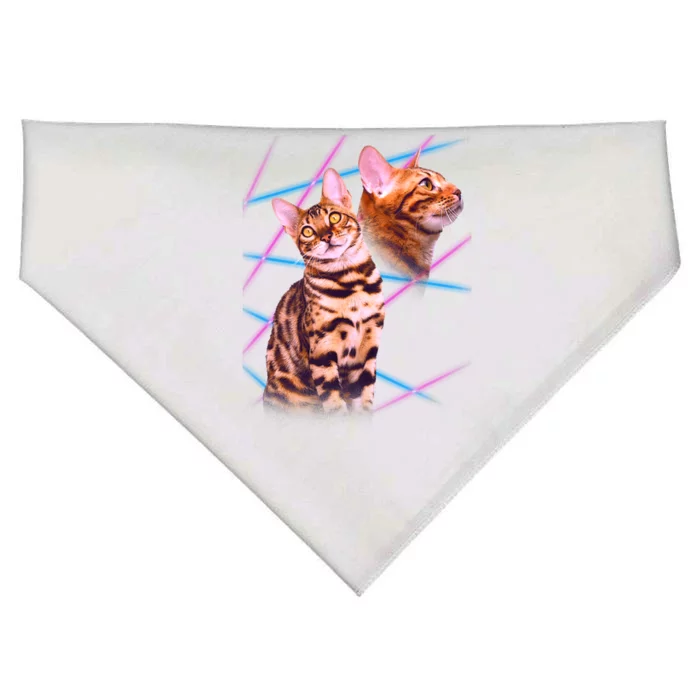 Retro 80s Eighties Lasers Double Exsposure Cat USA-Made Doggie Bandana