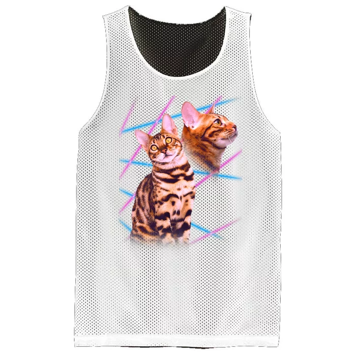 Retro 80s Eighties Lasers Double Exsposure Cat Mesh Reversible Basketball Jersey Tank