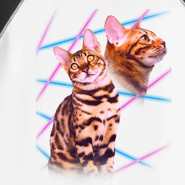 Retro 80s Eighties Lasers Double Exsposure Cat Toddler Fine Jersey T-Shirt