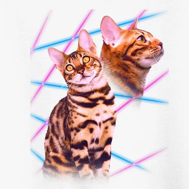 Retro 80s Eighties Lasers Double Exsposure Cat Toddler T-Shirt