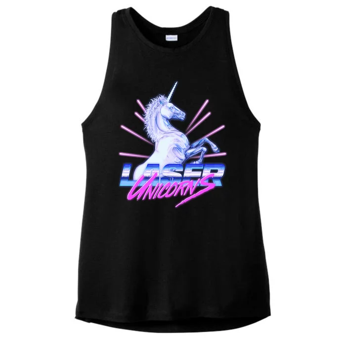 Retro 80's Eighties Laser Unicorns Ladies Tri-Blend Wicking Tank