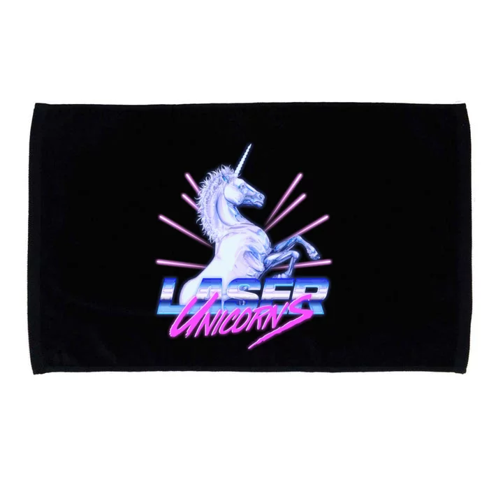 Retro 80's Eighties Laser Unicorns Microfiber Hand Towel