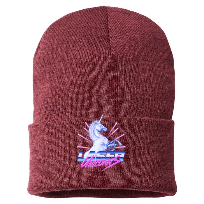 Retro 80's Eighties Laser Unicorns Sustainable Knit Beanie