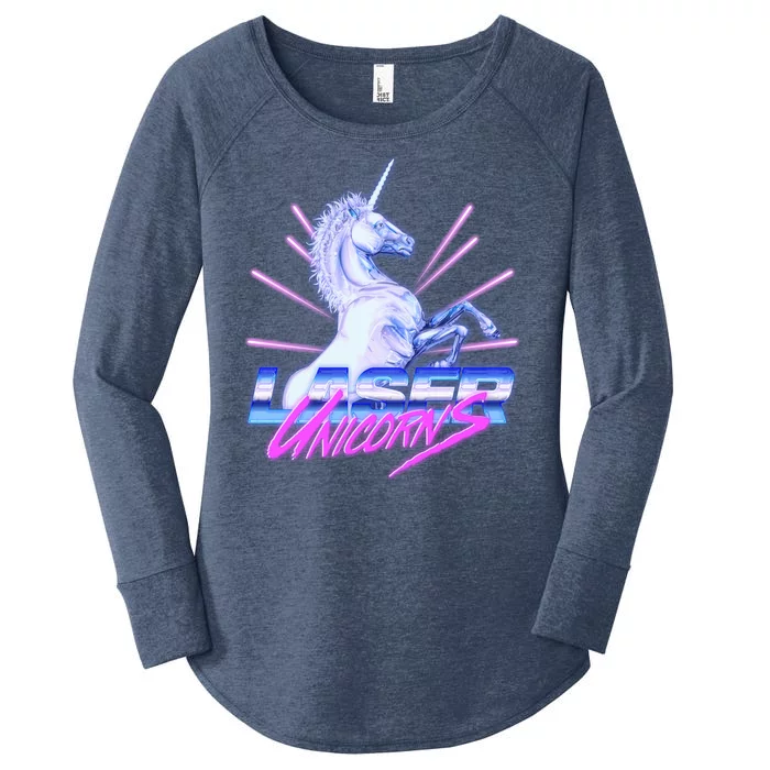 Retro 80's Eighties Laser Unicorns Women's Perfect Tri Tunic Long Sleeve Shirt