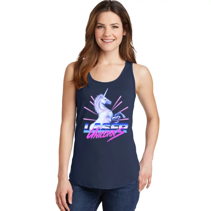 Retro 80's Eighties Laser Unicorns Ladies Essential Tank