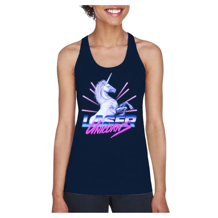 Retro 80's Eighties Laser Unicorns Women's Racerback Tank