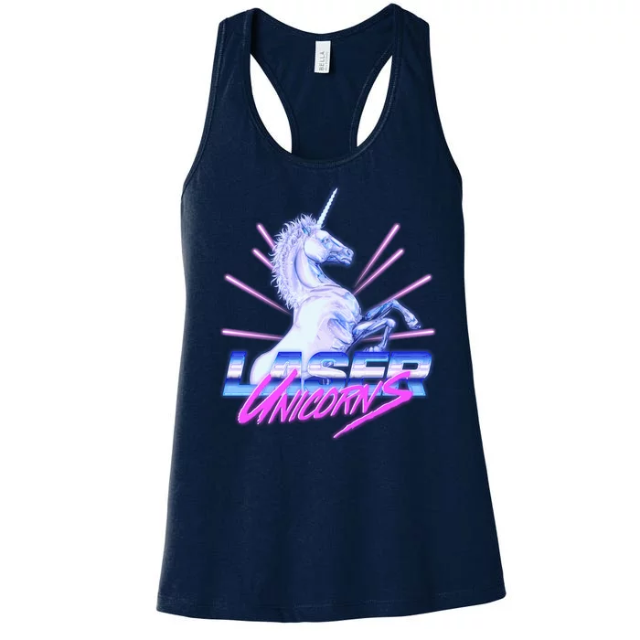 Retro 80's Eighties Laser Unicorns Women's Racerback Tank