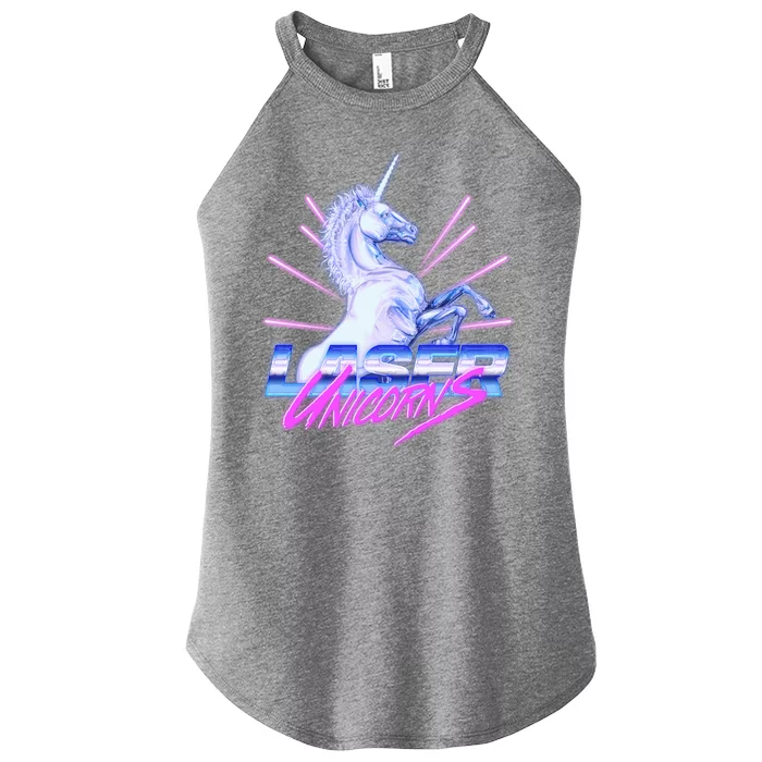 Retro 80's Eighties Laser Unicorns Women’s Perfect Tri Rocker Tank