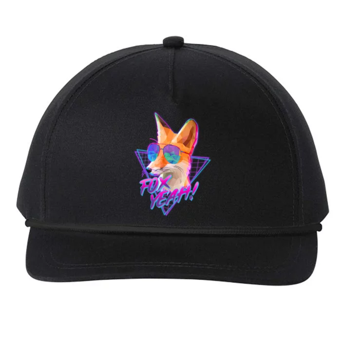 Retro 80's Eighties Polygon Fox Yeah Snapback Five-Panel Rope Hat