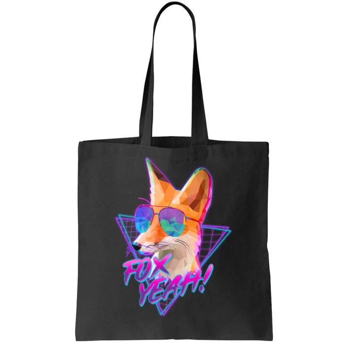 Retro 80's Eighties Polygon Fox Yeah Tote Bag