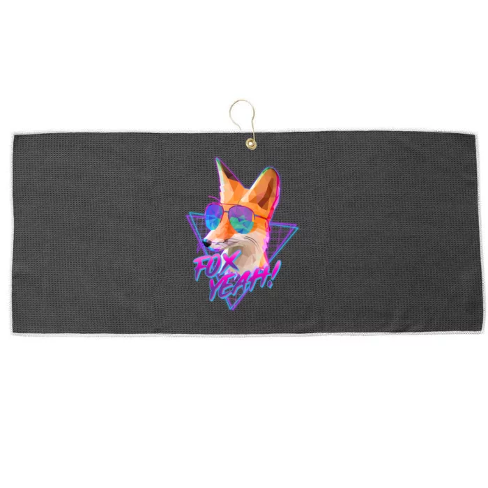 Retro 80's Eighties Polygon Fox Yeah Large Microfiber Waffle Golf Towel