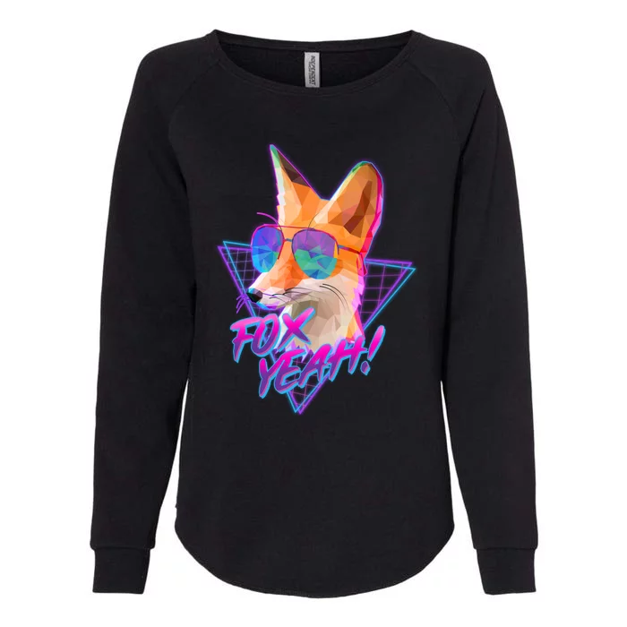 Retro 80's Eighties Polygon Fox Yeah Womens California Wash Sweatshirt