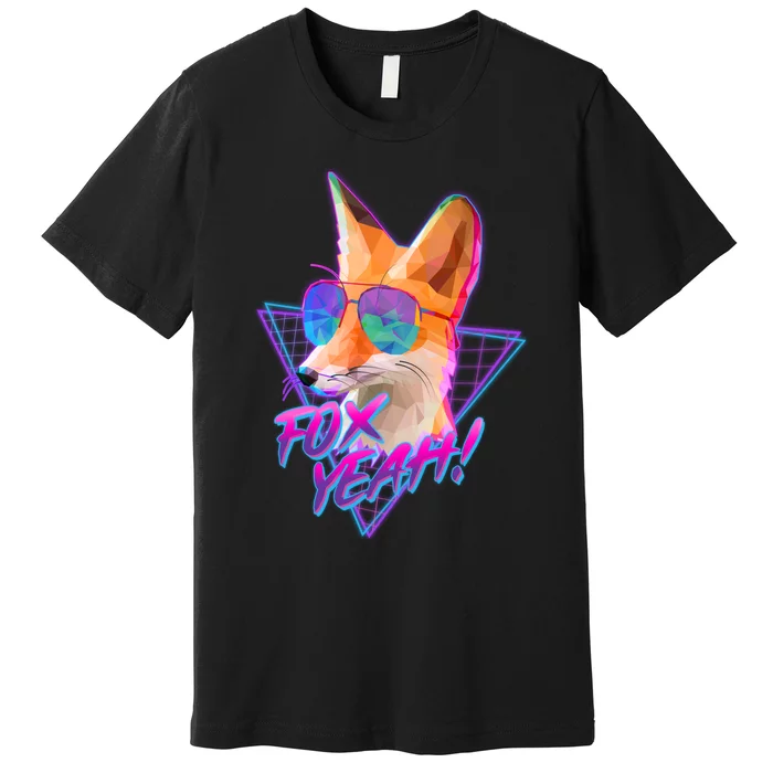 Retro 80's Eighties Polygon Fox Yeah Premium T-Shirt