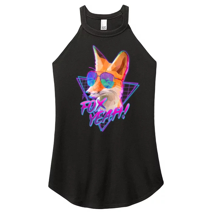 Retro 80's Eighties Polygon Fox Yeah Women’s Perfect Tri Rocker Tank