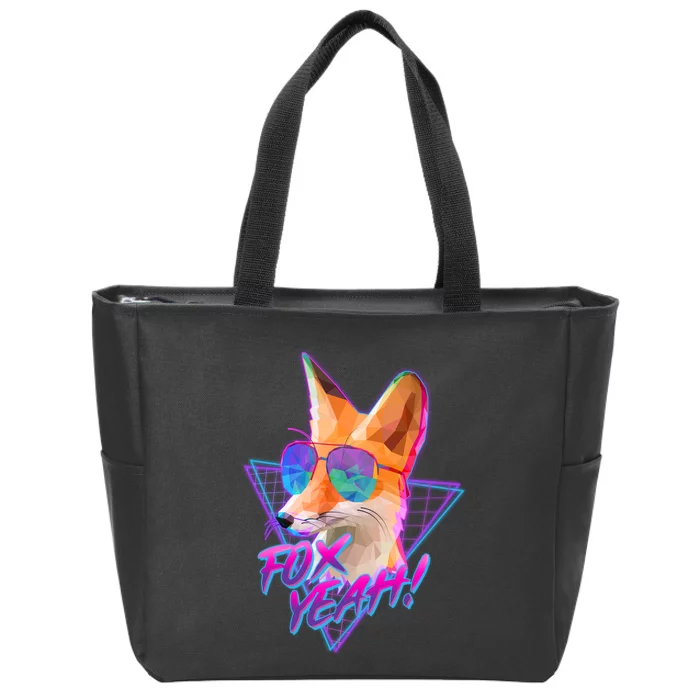 Retro 80's Eighties Polygon Fox Yeah Zip Tote Bag