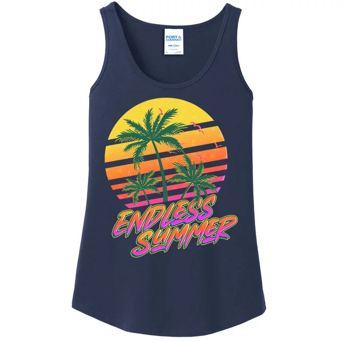 Retro 80s Eighties Tropical Endless Summer Ladies Essential Tank