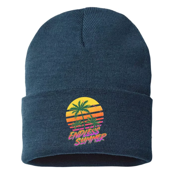 Retro 80s Eighties Tropical Endless Summer Sustainable Knit Beanie