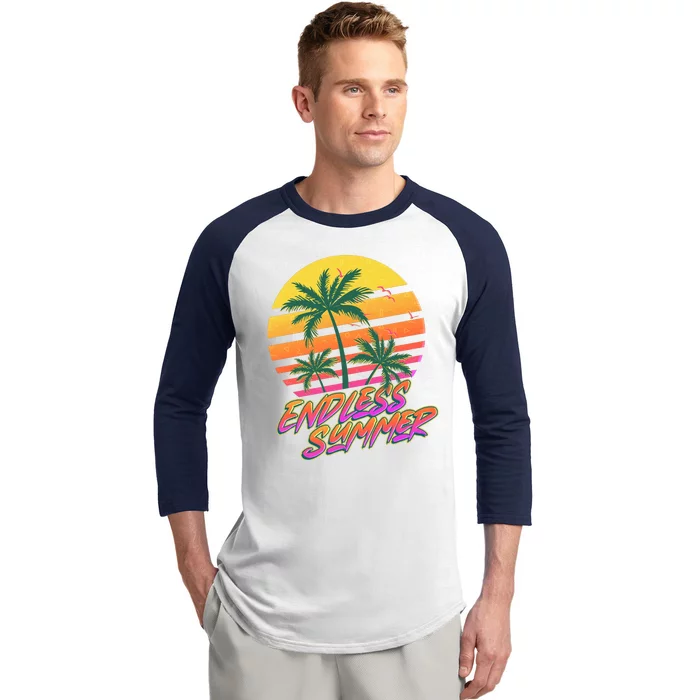 Retro 80s Eighties Tropical Endless Summer Baseball Sleeve Shirt