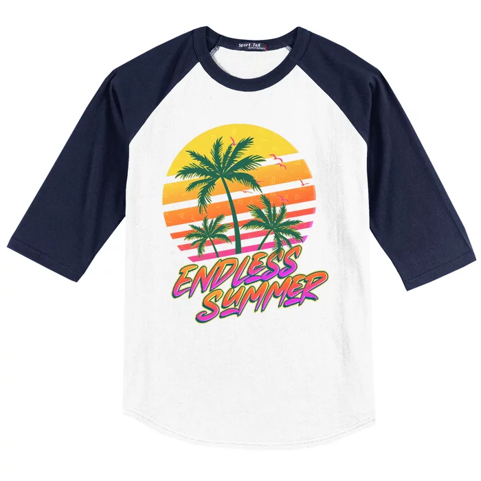 Retro 80s Eighties Tropical Endless Summer Baseball Sleeve Shirt