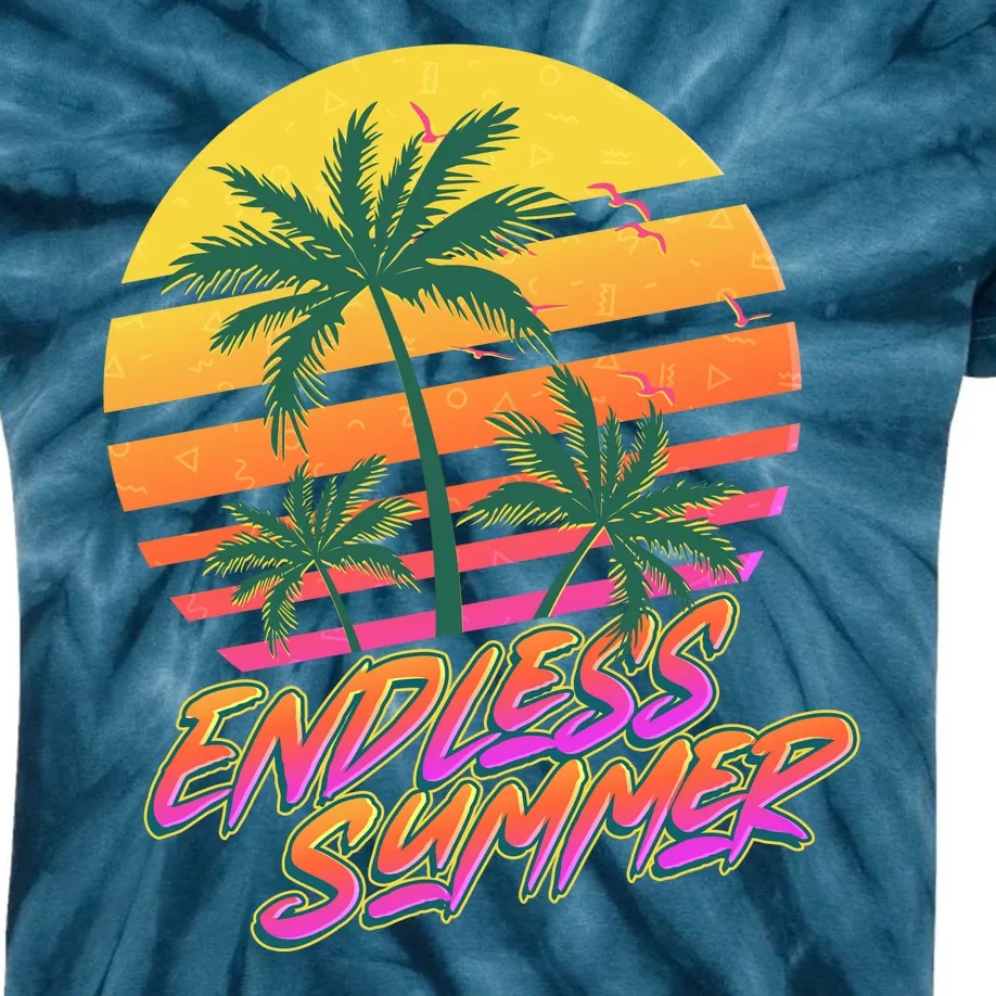 Retro 80s Eighties Tropical Endless Summer Kids Tie-Dye T-Shirt