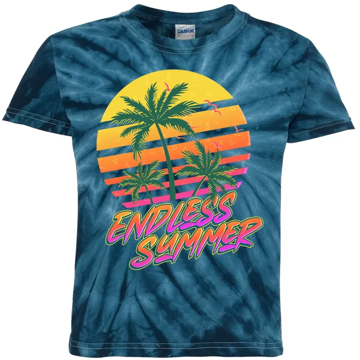 Retro 80s Eighties Tropical Endless Summer Kids Tie-Dye T-Shirt