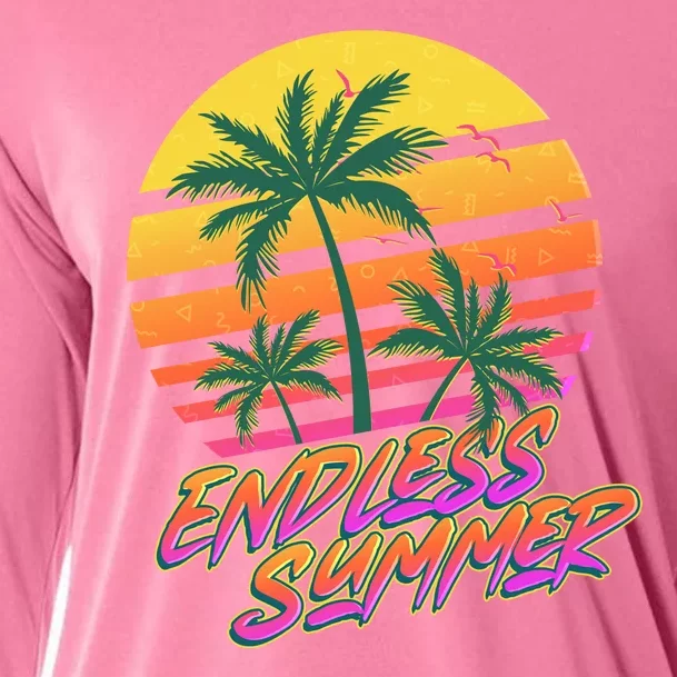 Retro 80s Eighties Tropical Endless Summer Cooling Performance Long Sleeve Crew